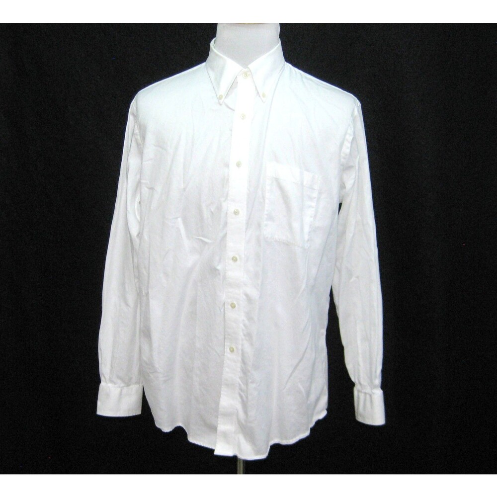 Kirkland Solid White Dress Shirt Mens Size 17-35 Button Front Long Sleeve Cotton